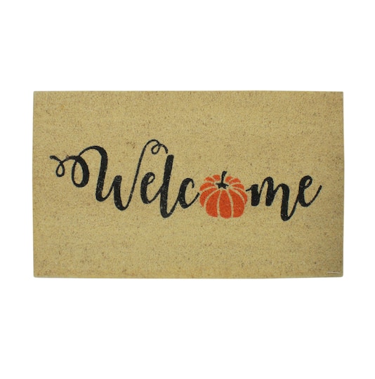 Orange Pumpkin &#x22;Welcome&#x22; Fall Harvest Doormat